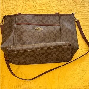 Coach Brown Signature Canvas Crossbody with Gold Logo
